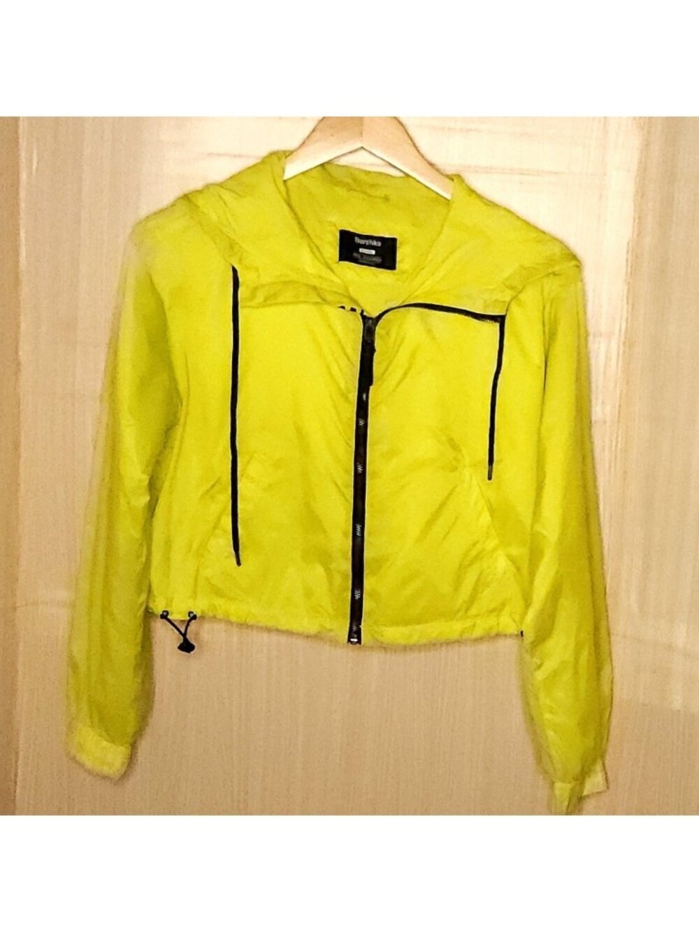 Bershka Womens Yellow Cropped Windbreaker Jacket XS